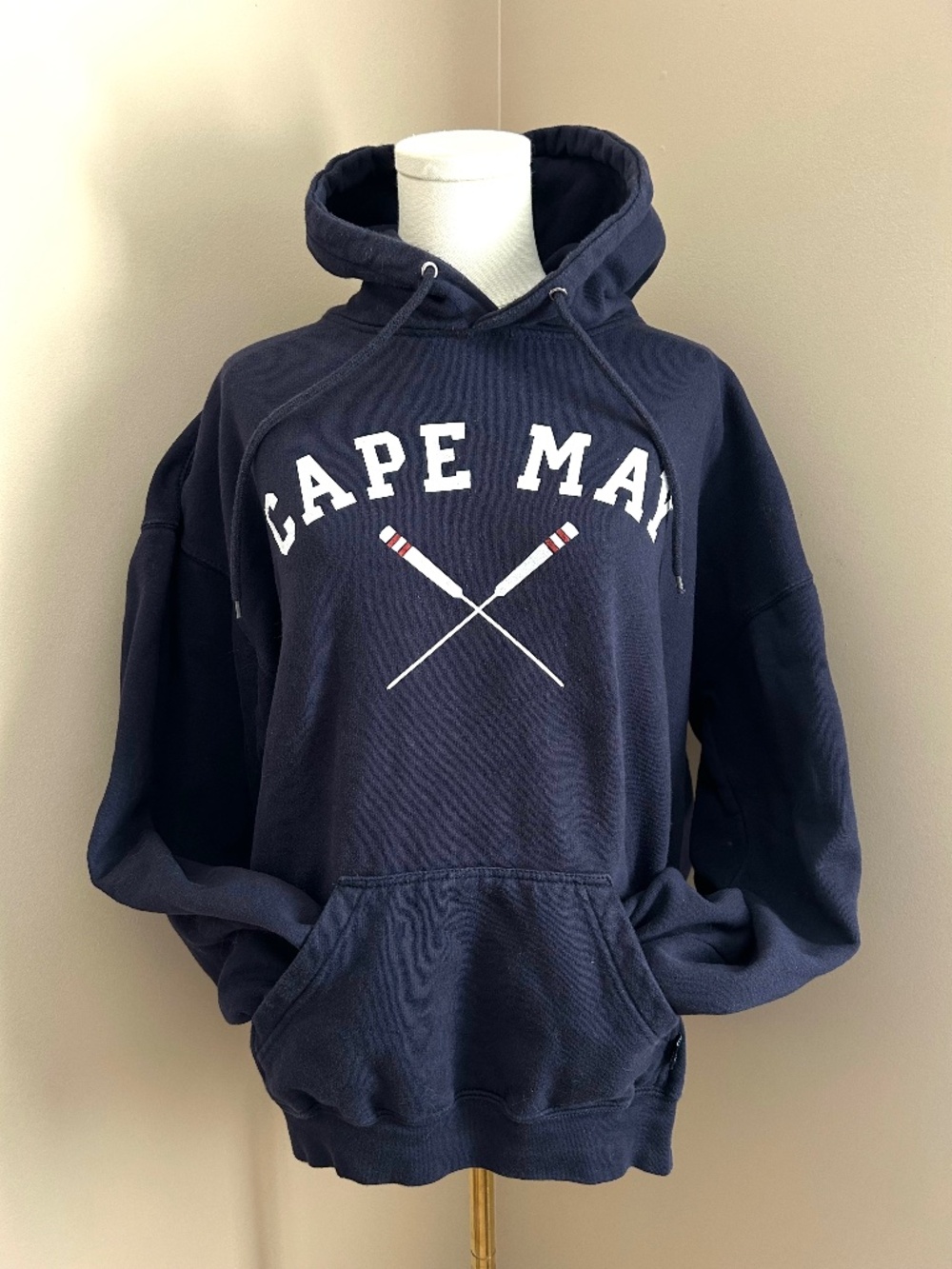 Cape May New Jersey Nautical Oar Graphic Hooded Sweatshirt Navy XL